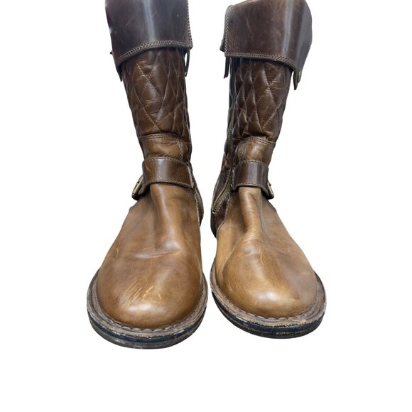 UGG Womans Brown Leather Moto Quilted Mid Calf Boots Sz 7.5 SKU 9475 - Picture 14 of 16